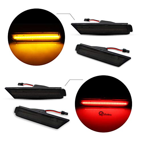 GTINTHEBOX Smoked Lens Front Rear Full Side Marker Lights for 2010-2015 Chevy Camaro (Front: Amber, Rear: Red)