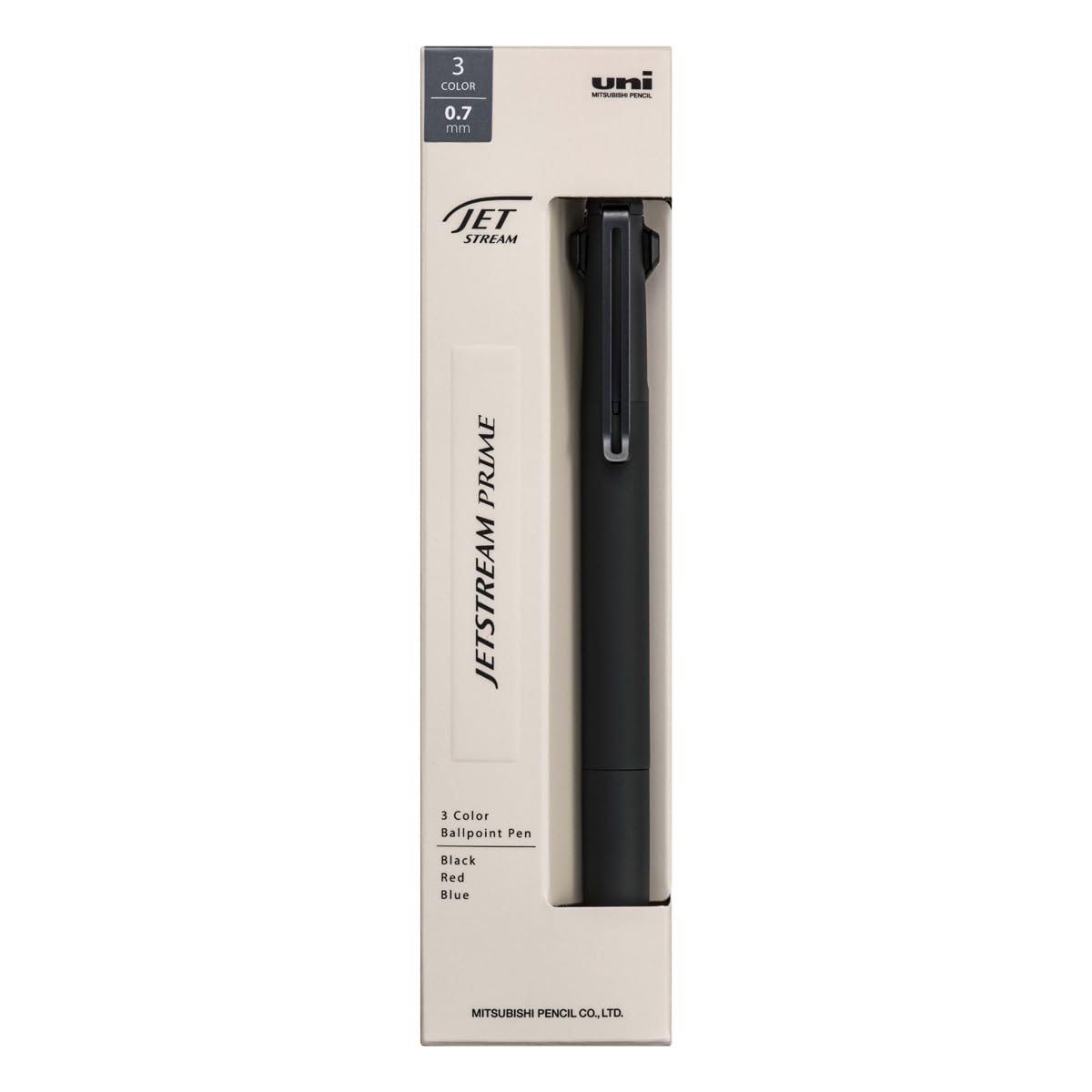 Photo 1 of Uni Jetstream Prime 3-Color Ballpoint Pen, 0.7mm Oil-Based Ink (Black, Red, Blue), Metal Barrel, Black, SXE3350007.24