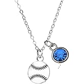 Personalized Softball Necklace with Birthstone Charm, Custom Girls Softball Gift, Softball Pendent Jewelry, Softball Player Gift