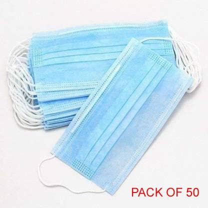 Indian Personal Health Comfort Disposable Air Pollution/Surgical Elastic Mask 3 Ply Surgical Face Mask (*Pack of 50 Pieces*) Mask
