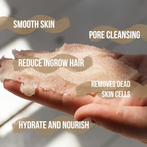 Organic Coconut Oil Scrub, Exfoliating Salt Body Scrub, Deep Cleansing for Soft Skin Remove Dead Skin Cells, Great for Toning Skin, Acne Stretch Marks Cellulite Bump Eraser, Natural Skincare Exfoliant