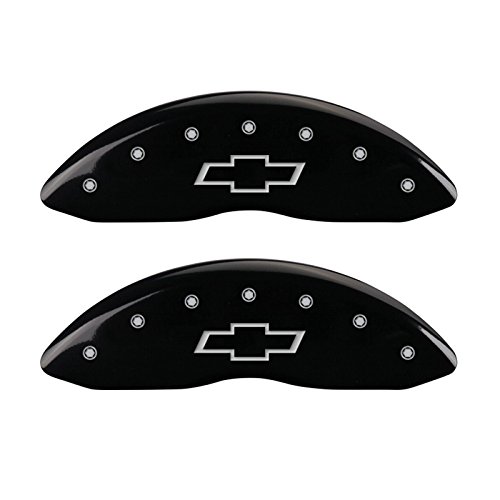 MGP Caliper Covers 14036SBOWBK 'Bowtie' Engraved Caliper Cover with Black Powder Coat Finish and Silver Characters, (Set of 4) (Certified Refurbished)