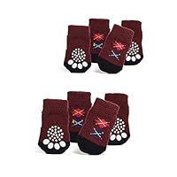 Nothing But Love Pets Toy/Small Dog Non Slip 2 sock packs (8 pcs) For Yorkie Pom Maltese Chihuahua (Very Small Size, maroon, dark brown, argyle)