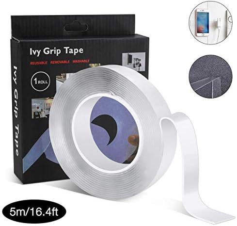 Reusable Nano Adhesive Tape, Jooheli 5M Multipurpose Transparent Double Sided No-Trace Removable Glue Tape, Washable Strong Gel Anti-Slip Adhesive Tape, for Wall, Kitchen, Carpet, Photos Fixing 16,4ft