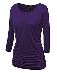 Apparel: MBJ WT822 Womens 3/4 Sleeve with Drape Top L DARK_PURPLE