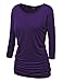 MBJ WT822 Womens 3/4 Sleeve with Drape Top XXXL DARK_PURPLE