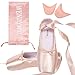 WENDYWU Girls Womens Dance Shoe Pink Ballet Pointe Slippers Ballet Flats Shoes with Ribbons Toe Pads Black Pink Red (Pink,9)