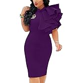 XXTAXN Women's Cocktail Bodycon Ruffle Sleeveless Formal Midi Pencil Dress