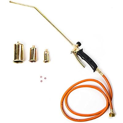 Portable Propane Torch Kit w/3x Nozzles - Turbo Blast Trigger and Flow Valve - Burn Weeds, Melt Snow and Ice, Remove Paint, Thaw Pipes, Hot Roofing, Asphalt Repair and More!