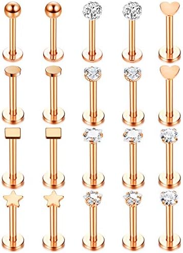 Udalyn 20 Pcs Stainless Steel Labret Studs