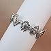 Sugar Skull Silver Tone Magnetic Clasp Link Bracelet