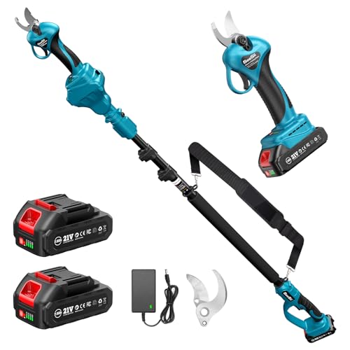 SEESII Akku Astschere Teleskop, Elektrische Gartenschere mit Teleskopstange bis 4,6m Reichweite, 2x2000mAh Batterien, 33mm Akku Baumschere & Astschere