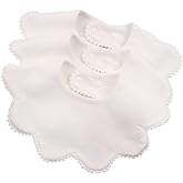 JANGANNSA 3 PCS White Flower Baby Bibs Infant Burp Clothes for Baby Girls Saliva Towel Cotton Infant Toddler Girls Bibs (3PCS-White)