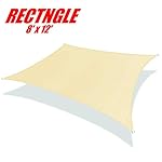 ColourTree 8' x 12' Sun Shade Sail Canopy  Rectangle Beige - Commercial Standard Heavy Duty - 160 GSM - 4 Years Warranty