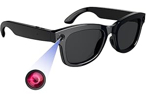 REEDTOCK AI Smart Glasses with 8MP Camera, HD 1080P, Bluetooth Music/Calls, Open Ear, EIS, WiFi, AI Voice Assistant, Translation, Object Recognition for Travel, Work, Outdoor (Gray Lenses)