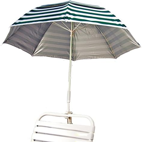 3' Deluxe Fiberglass Clamp Beach Umbrella Color: Forest Green Stripe / Silver