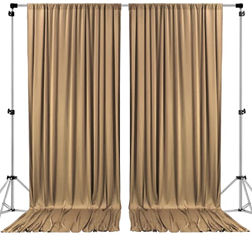 AK TRADING CO. 10 feet x 10 feet Beige Polyester Backdrop Drapes Curtains Panels with Rod Pockets - Wedding Ceremony Party Home Window Decorations