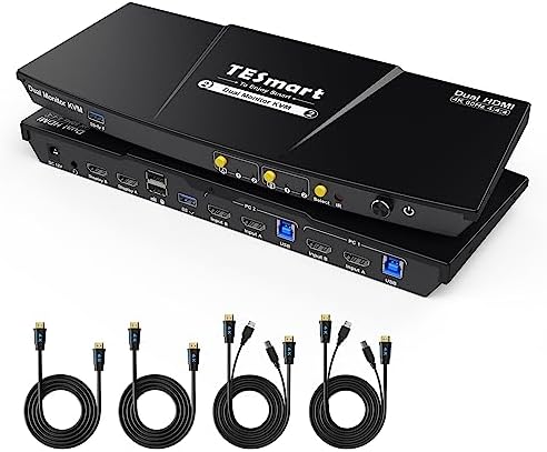 thumbnail image 2 of TESmart Dual Monitor KVM Switch - 2 Computer 2 Monitor 4K@60Hz With USB 3.0 2 of 13