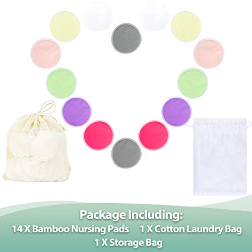 Bamboo Nursing Pads (14 Pack) + Laundry Bag & Travel Storage Bag, 2