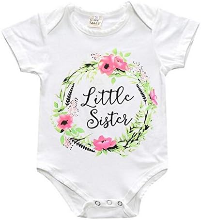 Newborn Baby Girls Romper Tops White Shirt Sisters Outfits Clothes Set