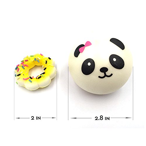 R.FLOWER 10PCS Random Jumbo Soft Squishy Cream Scented Slow Rising Kawaii Simulation Bread Children Toy Medium Mini Squishies Cake/Panda/Bread/Buns Phone Straps - Thumbnail 2