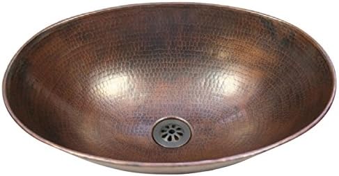 SimplyCopper17" Oval Vessel Copper Bathroom Sink with a Daisy Drain