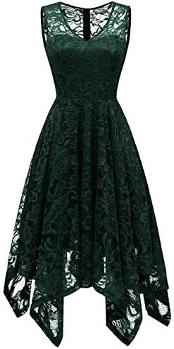 MeetjenWomen's Cocktail Party Dresses 2025 Handkerchief Hem Lace Formal Wedding Guest Bridesmaid Fancy Prom Dress