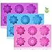 3 PCS Silicone Flower Cake Molds, SENHAI 6-Cavity Chocolate Biscuit Muffine Baking Pans Soap Making Trays - Pink, Blue, Purple
