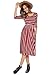 Halife Women's 3 4 Sleeve Stripe Elastic Waist Casual Dress with Pocket