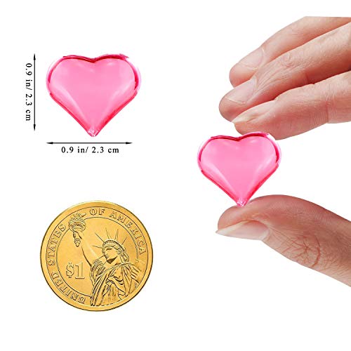 Fangoo 220 Pieces Pink Acrylic Heart Flat Back Heart Gems for Valentine's Day Decorations, Vase Filler, Table Scatter Decoration, Wedding Decorations,Home Decorations(Pink, 1LB)