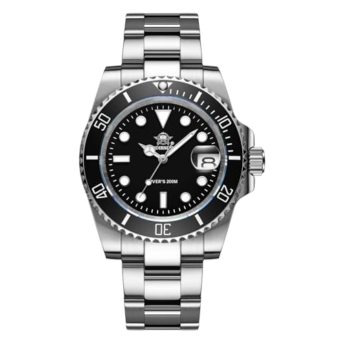ADDIESDIVE Quartz Dive Watch for Men Diver 200M Steel Strap Luminous Multicolors Dial Black Blue Green Grey Red