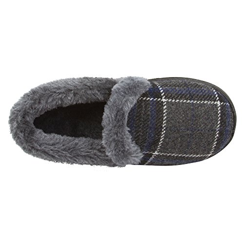 Skysole Boys Plaid Closed Back Slipper With Plush Collor and Rugged Ousole Navy/Grey 9/10 US Toddler - Thumbnail 2