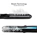 2 in 1 Curling and Straightening Steam Flat Iron- Professional Steam Hair Straightener Salon Styler Tourmaline Flat Iron with Steamer, Dual PTC Heater, Digital LCD Display, Dual Voltage,300-450℉