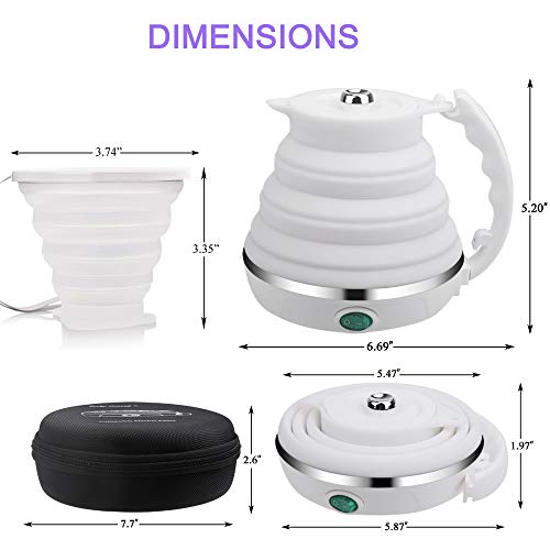 Upgrade Travel Kettle, ShineMe Food Grade Silicone Dual Voltage 110