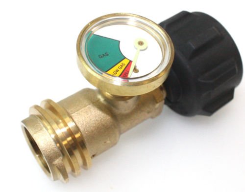 New Propane Tank Brass Adapter W/ Pressure Meter Gauge 4 Master LP Gas Grill BBQ RV