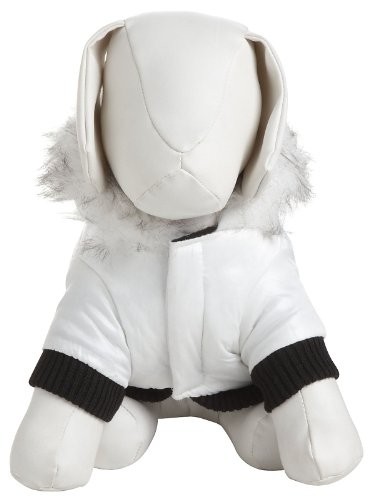 PET LIFE Fashion Designer Aspen Winter-White Parka Pet Dog Coat Jacket w/ 3M Insulation Technology, Medium, Winter White
