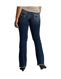 Silver Jeans Co. Corte de bota Suki Curvy Fit Mid Rise Slim con bolsillo con solapa