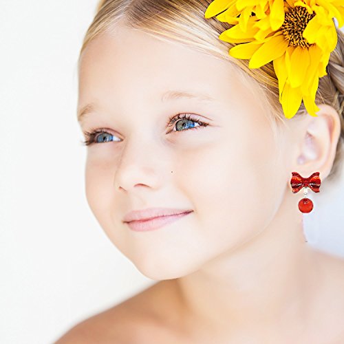 image for Lideemo Baby Girl Clip-on Earrings,7 Pairs Little Girl Kids Shiny Prin