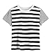Hengshikeji Clearance Women O-Neck Striped Crop Top Short Sleeve Blouse Casual Shirt Teen Girls Tunic Jumper for Summer