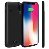 Never Run Out NRO iPhone X Charger Case Upgraded 6000mAh Portable Rechargeable Extended Battery Pack Protective Charging Case with Tempered Glass Screen Protector + Kickstand