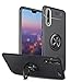 Newseego Huawei P20 Pro Case,360° Adjustable Ring Stand,Frosting Thin Soft Protective and Finger Ring Holder Kickstand Fit Magnetic Car Mount for Huawei P20 Pro-Black+Silver