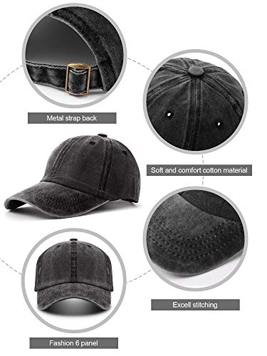 image for Norme 2 Pieces Toddler Baby Baseball Cap, Distresed Plain Cotton Hat, 