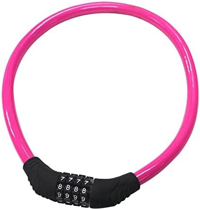 BANGBO Resettable Combination Security Cable Lock Self-Coiling Cable Lock Bike Bicycle Chain Lock without Mounting Bracket 2 Feet x 1/2 Inch, Magenta