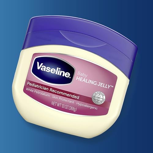 Vaseline Healing Jelly Baby, 2-Pack – Hypoallergenic Moisturizer for Baby Care, Diaper Rash, Sensitive and Dry Skin, Baby Powder Scent, 13 Oz Ea