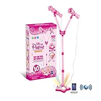 OceanEC Kids Karaoke Machine, Kids Karaoke Music Toy Play Set with Microphones and Adjustable Stand LED Light (2 Microphones Pink)