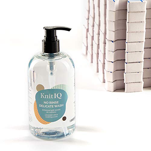 KnitIQ No Rinse Delicate Wash Liquid Detergent 16.9 Oz - Natural Wool Wash with Lanolin for Delicates and Knit Wool Fabric, Lavender Citrus Fragrance, 100 washes