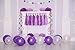 Enfy Purple Happy Birthday Party Decorations – Supplies Set for Adult Women & Men – Boy & Girl Kids - Includes Hanging Wall Bunting Flag Banner with Gold Letters, Pom Poms, Paper Fans, Garlands, Baloons