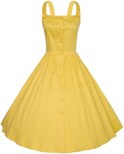 Women's Vintage Strapes Swing dress,Jump Dress,Yellow Sundress,Size 2XL