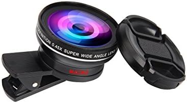 10X Macro Lens 0.45X Wide Angle Lens UBRU 2 in 1 Clip Camera Lens Professional High Definition for Apple iPhone 7 7 Plus 6s Plus 5s Samsung Galaxy Sony Moto Android Smart phones and Pro Cameras BLACK