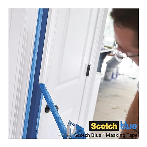 ScotchBlue Multi-Surface Premium Masking Tape, 36 mm x 41 m, 4 Rolls/Case - Scotch Adhesive Blue Painters Tape, For Painting and Decorating, Indoor & Outdoor, Sticks Well, 100% PEFC
